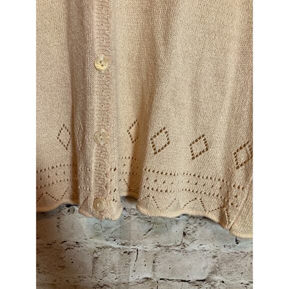 Liz Claiborne Coquette Sweater Womens Medium Pale Peach Ramie Cardigan Soft Girl - Picture 4 of 11
